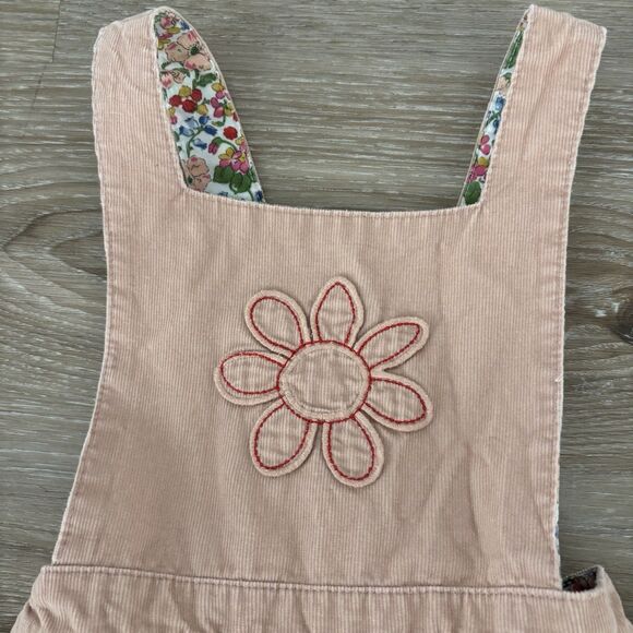Mini Boden Dress Size 4-5 Rose Pink Corduroy Pinney Dress Flower Embroidery - Picture 2 of 5